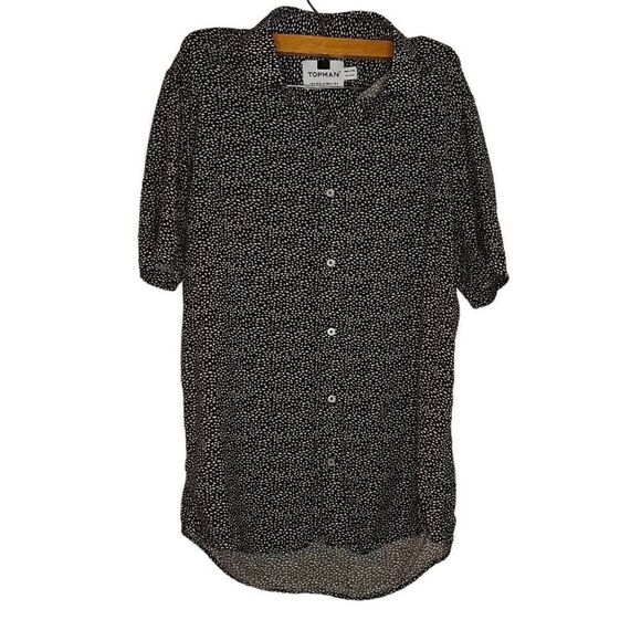 Top Man Casual Button Down Abstract Spotted Shit - Picture 1 of 6